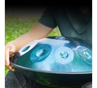 Handpan Drum Instrument In D Minor 22 Inches Steel Hand Pan Drums 440 Hz Steel Mandala Drum with Handpan Bag Tripod for Professional Audio Production Black 10 Notes