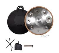 Handpan Drum Instrument In D Minor 22 Inches Steel Hand Pan Drums, 440Hz, 9/10/12 Notes Musical Instrument With Handpan Bag, Drum Tripod, For Professional Audio Production(Silver,9 Notes)