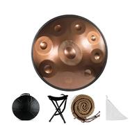 Handpan Drum Instrument in D Minor 9/10/12Notes Steel Hand Drum, Ethereal Drum, Steel Tongue Drum Gold for Family And Friends Sound Healing,Gold,12note