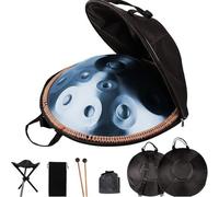 Handpan Drum Instrument In D Minor 9 Notes Steel Hand Drum for Adults, 432HZ Hand Pan Drums for Beginner's Performance with Soft Hand Pan Bag, Handpan Hammers, Handpan Stand(Blue,432HZ/10Note)