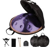 Handpan Drum Instrument In D Minor 9 Notes Steel Hand Drum for Adults, 432HZ Hand Pan Drums for Beginner's Performance with Soft Hand Pan Bag, Handpan Hammers, Handpan Stand(Purple,432HZ/12Note)