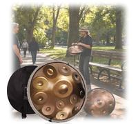 Handpan Drum Instrument Tunable 22 Inch D Minor Kurd 9/10/12 Notes - 432HZ Hand Drums Set For Music Therapy, Meditation & Outdoor Performances(Black,10)