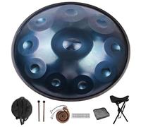 Handpan Drum, Music Steel Drums Instrument Kit for Adults, 9/10/12 Note Handpan D Minor Tongue Drum with Storage Bag, Mallet, Braid, Stand, Percussion Instrument(Blue,12Notes)