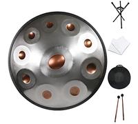 Handpan Drum Percussion, 10 Notes D Minor Steel Hand Pan Drum, 432Hz Steel Drums Instruments with Soft Handpan Bag, Mallets, Handpan Stand