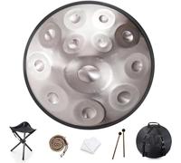 Handpan Drum Professional Harmonic Handpan Drum 9/10/12 Three Tones Percussion Instrument D Minor 440HZ Music Therapy Personal Meditation Yoga Handpan Drum (Silver) For Beginners (Size : 12 Notes)