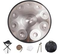 Handpan Drum Professional Harmonic Handpan Drum 9/10/12 Three Tones Percussion Instrument D Minor 440HZ Music Therapy Personal Meditation Yoga Handpan Drum (Silver) For Beginners (Size : 10 Notes)