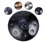 Handpan Drum Set 22" D Minor Hand Drums 9/10/12 Notes Steel Hand Drum Instrument With Carrying Case, Drumsticks, 432Hz/440Hz Sound For Meditation, Music Therapy(Black,440HZ/12Note)