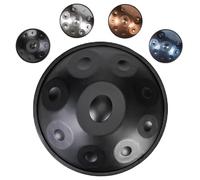 Handpan Drum Set 22" D Minor Hand Drums 9/10/12 Notes Steel Hand Drum Instrument With Carrying Case, Drumsticks, 432Hz/440Hz Sound For Meditation, Music Therapy(Black,432HZ/9Note)