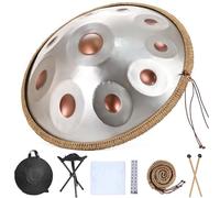 Handpan Drum Set, 22 Inch Steel Drum with 9/10/12 Notes for Beginners, 432HZ/440HZ Tuning, Includes Soft Bag, Mallets, Stand, Dust-Free Cloth