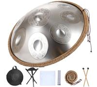 Handpan Drum Set, 22 Inch Steel Drum with 9/10/12 Notes for Beginners, 432HZ/440HZ Tuning, Includes Soft Bag, Mallets, Stand, Dust-Free Cloth