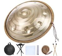 Handpan Drum Set, 22 Inch Steel Drum with 9/10/12 Notes for Beginners, 432HZ/440HZ Tuning, Includes Soft Bag, Mallets, Stand, Dust-Free Cloth