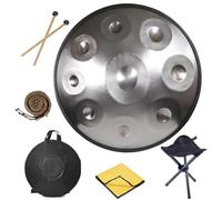 Handpan Drum Set For Beginner Adults, 22 Inch 9 10 12 Notes D Minor Steel Hand Pan, Easy To Learn Musical Instrument Gift With Bag, Stand, Mallets(Silver,440HZ/12Note)