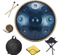 Handpan Drum Set For Beginner Adults, 22 Inch 9 10 12 Notes D Minor Steel Hand Pan, Easy To Learn Musical Instrument Gift With Bag, Stand, Mallets(Blue,432HZ/10Note)