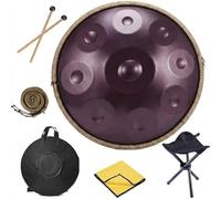 Handpan Drum Set For Beginner Adults, 22 Inch 9 10 12 Notes D Minor Steel Hand Pan, Easy To Learn Musical Instrument Gift With Bag, Stand, Mallets(Purple,432HZ/10Note)