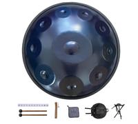 Handpan Drum Sets 432hz/440hz, Classic D Minor 9/10/12 Notes Music Hand Drums, 22 Inches Steel Hand Drum Adult's Pan Instrument, For Music Education Family Reunion(Blue-440Hz,10 notes)