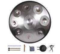 Handpan Drum Sets 432hz/440hz, Classic D Minor 9/10/12 Notes Music Hand Drums, 22 Inches Steel Hand Drum Adult's Pan Instrument, For Music Education Family Reunion(Silver-440Hz,12 notes)