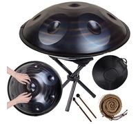 Handpan Drum Steel Hand Pan, 9/10/12/14 Notes Hand Drum In D Kurd Minor, 432 Hz Handpan Drums Percussion Instrument Steel Handpan Drum, With Handpan Bag, 2 Mallets And Hand Drum Stand(A,14Notes)