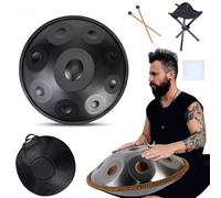 Handpan Drum Steel Hand Pan, 9/10/12/14 Notes Hand Drum In D Kurd Minor, 432 Hz Handpan Drums Percussion Instrument Steel Handpan Drum, With Handpan Bag, 2 Mallets And Hand Drum Stand(9Notes)