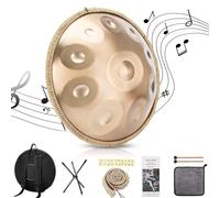 Handpan Drum Steel Hand Pan, 9/10/12/14 Notes Hand Drum In D Kurd Minor, 432 Hz Handpan Drums Percussion Instrument Steel Handpan Drum, With Handpan Bag, 2 Mallets And Hand Drum Stand(9Notes)
