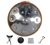 Handpan Drum Steel Hand Pan, 9/10/12/14 Notes Hand Drum In D Kurd Minor, 432 Hz Handpan Drums Percussion Instrument Steel Handpan Drum, With Handpan Bag, 2 Mallets And Hand Drum Stand(Silver,10Notes)