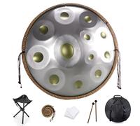 Handpan Drum Steel Hand Pan, 9/10/12 Notes Hand Drum In D Kurd Minor, 432 Hz Handpan Drums Percussion Instrument Steel Handpan Drum, With Handpan Bag, 2 Mallets And Hand Drum Stand(Q5,12Notes)