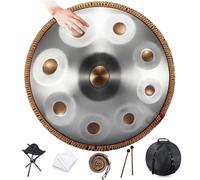 Handpan Drum Steel Hand Pan, 9/10/12 Notes Hand Drum In D Kurd Minor, 432 Hz Handpan Drums Percussion Instrument Steel Handpan Drum, With Handpan Bag, 2 Mallets And Hand Drum Stand(A,9Notes)