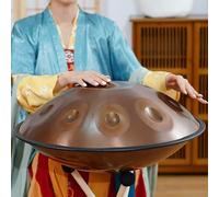 Handpan Drum Steel Hand Pan, 9/10/12 Notes Hand Drum In D Kurd Minor, 432 Hz Handpan Drums Percussion Instrument Steel Handpan Drum, With Handpan Bag, 2 Mallets And Hand Drum Stand(Gold,10Notes)
