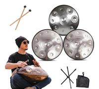 Handpan Drum Steel Hand Pan, 9/10/12 Notes Hand Drum In D Kurd Minor, 432 Hz Handpan Drums Percussion Instrument Steel Handpan Drum, With Handpan Bag, 2 Mallets And Hand Drum Stand(E,10Notes)