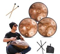 Handpan Drum Steel Hand Pan, 9/10/12 Notes Hand Drum In D Kurd Minor, 432 Hz Handpan Drums Percussion Instrument Steel Handpan Drum, With Handpan Bag, 2 Mallets And Hand Drum Stand(C,10Notes)