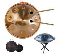 Handpan Drum Steel Hand Pan, 9/10/12 Notes Hand Drum In D Kurd Minor, 432 Hz Handpan Drums Percussion Instrument Steel Handpan Drum, With Handpan Bag, 2 Mallets And Hand Drum Stand(C,10Notes)