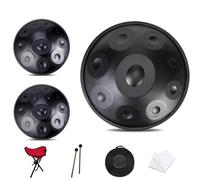 Handpan Drum Steel Hand Pan, 9/10/12 Notes Hand Drum In D Kurd Minor, 432 Hz Handpan Drums Percussion Instrument Steel Handpan Drum, With Handpan Bag, 2 Mallets And Hand Drum Stand(Black,9Notes)