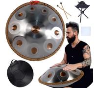 Handpan Drum Steel Hand Pan, 9/10/12 Notes Hand Drum In D Kurd Minor, 432 Hz Handpan Drums Percussion Instrument Steel Handpan Drum, With Handpan Bag, 2 Mallets And Hand Drum Stand(432Hz,10Notes)