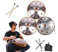 Handpan Drum Steel Hand Pan, 9/10/12 Notes Hand Drum In D Kurd Minor, 432 Hz Handpan Drums Percussion Instrument Steel Handpan Drum, With Handpan Bag, 2 Mallets And Hand Drum Stand(A,10Notes)