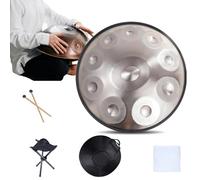 Handpan Drum Steel Hand Pan, 9/10/12 Notes Hand Drum In D Kurd Minor, 432 Hz Handpan Drums Percussion Instrument Steel, With Handpan Bag, 2 Mallets And Stand(D,9Notes)