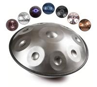 Handpan Drum Steel Percussion Instrument D Minor Handpan for Adults 9/10/12 Note Tuned 432Hz/440Hz Professional Musical Instrument for Meditation Music Practice 22 Inch(Silver,440HZ/9 Note)