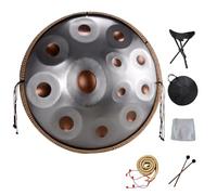 Handpan Drum Steel Tongue Drum in D Minor, 9 Notes, Harmonic Percussion Instrument with Soft Bag
