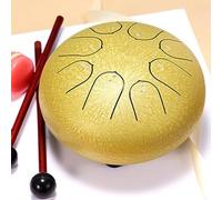 Handpan Drum, Steel Tongue Rain Drum 3/4/6/12 Inch 6/8/13 Notes, Handpan Percussion Instrument For Meditation, Yoga, And Music Therapy, For Inside & Outside Key(Gold Drill,4 inch 8 Note)