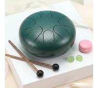 Handpan Drum, Steel Tongue Rain Drum 3/4/6/12 Inch 6/8/13 Notes, Handpan Percussion Instrument For Meditation, Yoga, And Music Therapy, For Inside & Outside Key(Green,6 inch 8 Note)