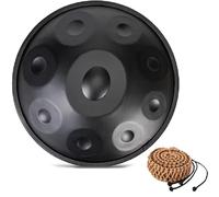 Handpan Drums 22 Inch D Minor Hand Pan Instrument 440Hz 9/10/12 Notes Steel Tongue Drum Percussion For Adults With Carry Bag, Stand, 2 Hand Mallets(Black,9)