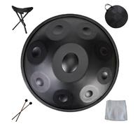 Handpan drums for adults 22 Inches Harmonic Handpan Drum instrument 9/10/12 Notes Hand pan hand drums in D Minor, Sound Healing Steel Tongue Drum, Yoga pandadrum(Black,9 Notes(440Hz))