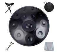 Handpan drums for adults 22 Inches Harmonic Handpan Drum instrument 9/10/12 Notes Hand pan hand drums in D Minor, Sound Healing Steel Tongue Drum, Yoga pandadrum(Black,12 Notes(432Hz))