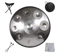 Handpan drums for adults 22 Inches Harmonic Handpan Drum instrument 9/10/12 Notes Hand pan hand drums in D Minor, Sound Healing Steel Tongue Drum, Yoga pandadrum(Silver,9 Notes(440Hz))