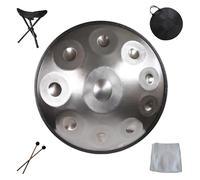 Handpan drums for adults 22 Inches Harmonic Handpan Drum instrument 9/10/12 Notes Hand pan hand drums in D Minor, Sound Healing Steel Tongue Drum, Yoga pandadrum(Silver,10 Notes(440Hz))