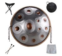 Handpan drums for adults 22 Inches Harmonic Handpan Drum instrument 9/10/12 Notes Hand pan hand drums in D Minor, Sound Healing Steel Tongue Drum, Yoga pandadrum(Gold and silver,12 Notes(432Hz))