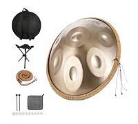 Handpan drums for adults, 432/440HZ Steel Hand Pan 9/10/12 Notes 22 Inches, Handpan Instrument in G-Major mit Drum-Bag and Handpan Holder, Musical Instruments for Sound Healing gold(440HZ,9 Notes)