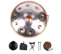 Handpan drums for adults, 9/10/12 Notes, 22 Inches Steel Handpan Instrument 440Hz Hand Pan for Beginners Gift Kids Meditation with Soft Hand Pan Bag & Mallets(Gold+Silver,10 Notes)