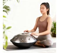 Handpan Drums Instrument 22 Inches, 9/10/12 Notes, 432Hz, D Minor, Handpan Beginner Steel Drum Yog, Create Mindfulness And A Calming Space(Black,10)