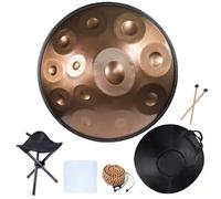 Handpan Drums Sets 22'' D Minor 432HZ /440 HZ Steel Hand Drum With Soft Hand Pan Bag, 9/10/ 12 Notes Hand Pan Percussion Instrument For Personal Meditation,Yoga(Gold,12 Notes(440HZ))