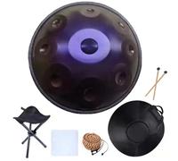 Handpan Drums Sets 22'' D Minor 432HZ /440 HZ Steel Hand Drum With Soft Hand Pan Bag, 9/10/ 12 Notes Hand Pan Percussion Instrument For Personal Meditation,Yoga(Purple,10 Notes(440HZ))