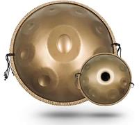 Handpan Drums Sets D Minor 17 Notes 22 Inches Steel Hand Drum with Soft Hand Pan Bag, 2 Handpan Mallet,Handpan Stand,Gold,22 Inch 17 Notes
